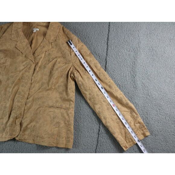 J Jill Jacket Size 20 Brown Floral Embroidered 3/4 Sleeve Button Up Pockets - Picture 8 of 9
